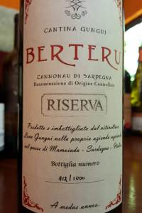 cantina guingui cannonau di sardegna berteru riserva vino rosso