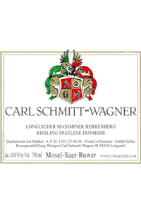 Carl Schmitt-Wagner Longuicher Maximiner Herrenberg Riesling Spaetlese