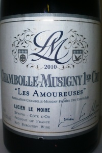 Chambolle Musigny 1er Cru Les Amoureuses 2010 Lucien Le Moine