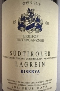 Erbhof Unterganzner Lagrein Dunkel Riserva vino rosso alto adige