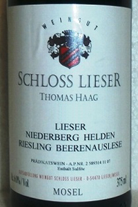 Riesling Beerenauslese Niederberg Helden Schloss Lieser