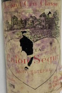 Château Calon Ségur Saint Estephe Troisième Cru Classé 1978
