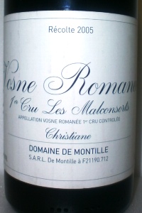 Vosne Romanée 1er Cru Les Malconsorts Christiane 2005 Domaine de Montille