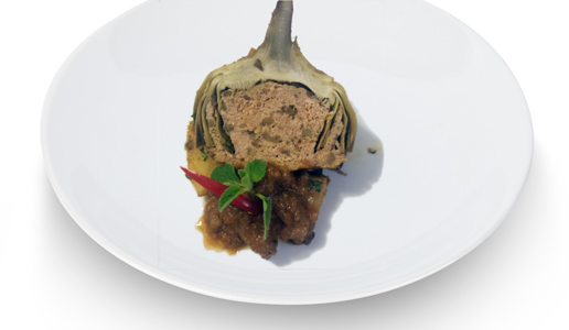 Carciofi ripieni con polpettone di pollo