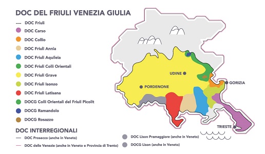 Cartina Friuli zone doc