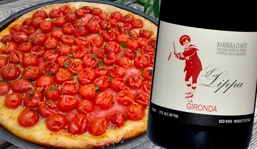 Pizza marinara con pomodori confit con Barbera d’Asti La Lippa 2019 La Gironda