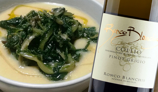 Purè di ceci e indivia riccia abbinata a Collio Pinot Grigio Ronco Blanchis