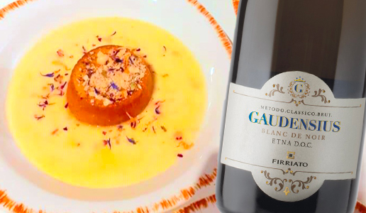 Tortini patate e funghi con fonduta al Montasio e Etna Spumante Gaudensius Blanc de Noir