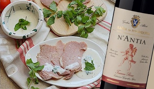L’arrosto alle tre salse e N'Antia Toscana Rosso 2018 Badia di Morrona