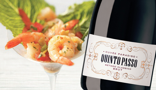 Cocktail di Gamberi con Cuvée Paradiso Brut Metodo Classico Quintopasso