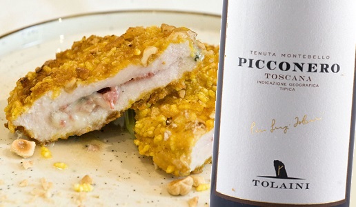 cotoletta gorgonzola e finocchiona con picconero 2015 tolaini