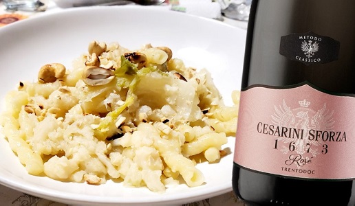 Fusilli con cavolfiore e Trentodoc 1673 Rosé Cesarini Sforza