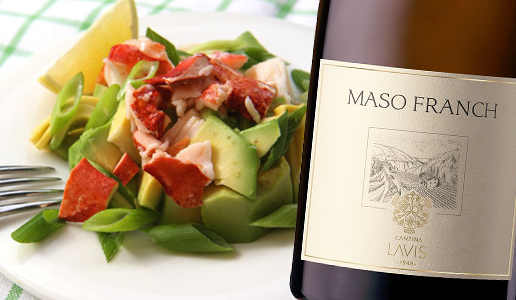 Insalata di Astice e Maso Franch Vigneti delle Dolomiti Igt 2015 Cantina Lavis