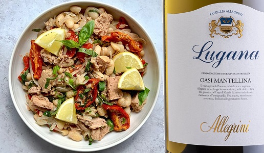 Insalata di tonno e fagioli cannellini con Lugana Oasi Mantellina 2019 Allegrini
