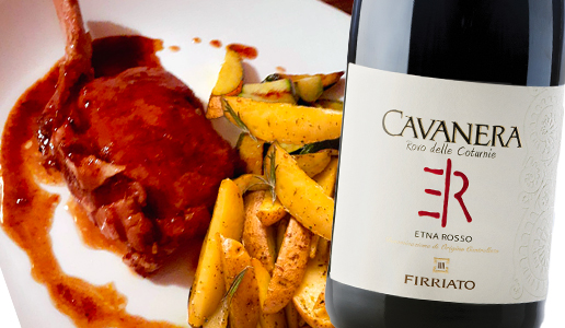 Nodini di vitello al burro e salvia con patate al forno Etna Doc Cavanera Rovo delle Coturnie 2015 Firriato