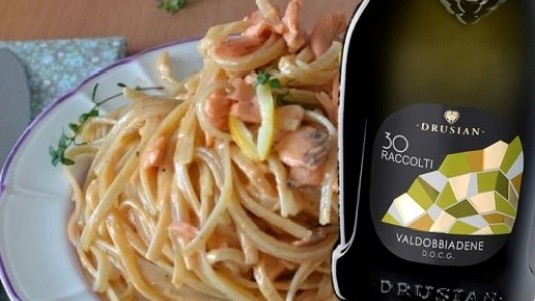 Tagliolini al salmone fresco e limone con Valdobbiadene 30 Raccolti Drusian