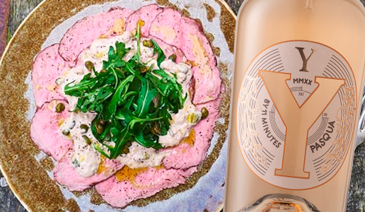 Vitello tonnato con Rosato Trevenezie Y by 11 Minutes 2020 Pasqua
