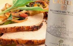 Arista di maiale e Aglianico del Vulture Casello 105 2018 Tenuta I Gelsi