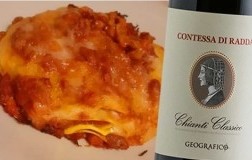 Lasagnette al ragù con funghi porcini e Chianti Classico Contessa di Radda 2019 Geografico