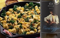 Orecchiette con le cime di rapa e Caravaggio Emilia Bianco Igt Cantine Romagnoli