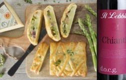 Strudel fiore sardo, patate, asparagi, chianti il lebbio