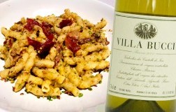 busiate pistacchi e Castelli di Jesi Verdicchio Classico Riserva Villa Bucci 2020 Bucci