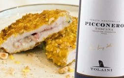 cotoletta gorgonzola e finocchiona con picconero 2015 tolaini