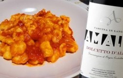 Gnocchi di patate al sugo con pesto di lardo e Dolcetto d’Alba 2021 Amalia Cascina in Langa