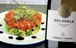 Tartare di salmone e avocato con Solosole Bolgheri Vermentino 2020 Poggio al Tesoro - Allegrini